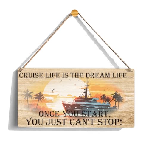 Cruise Door Decorations Magnetic Travel Decor Sign Farmhouse Cruise Gifts Wooden Hanging Sign Plaque Retro Wall Art Decorations Home Decoration 12 x 6 Inches