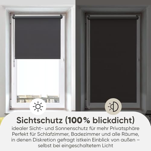 Sekey Verdunklungsrollo ohne Bohren Klemmfix, Seitenzugrollo Hitzeschutz Sichtschutz und Sonnenschutz Wandmontage Deckenmontage Klemmrollo… – Ansicht 5