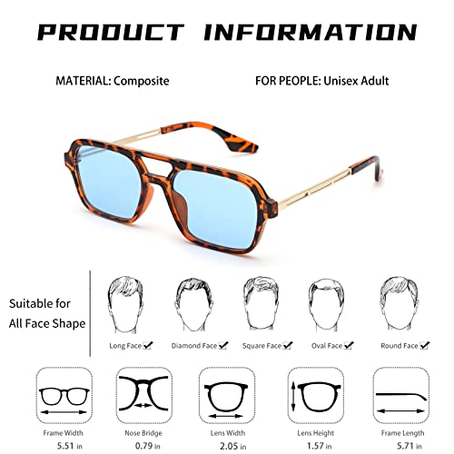 Pro Acme Vintage 70s Flat Pilot Aviator Sunglasses for Women Men, Small Frame Rectangular Glasses UV400 Protection Shades4