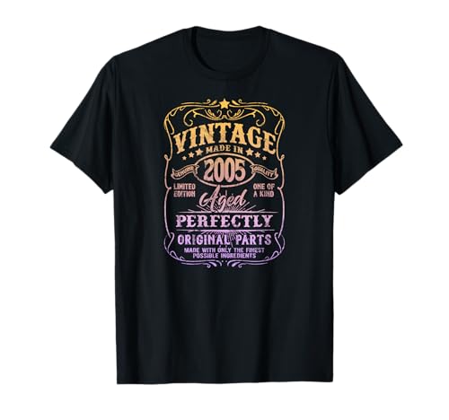 Vintage Born In 2005 Classic Original 20th Birthday Camiseta