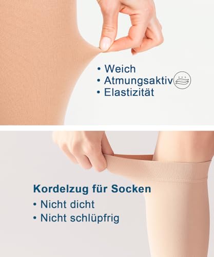 Offene Zehe Medizinische Kompressionsstrümpfe Damen & Herren 20-30 mmHg Klasse 2, Größe S-4XL, Kompressionssocken Stützstrümpfe für Krampfadern Ödeme Flug (Schwarz, XL)