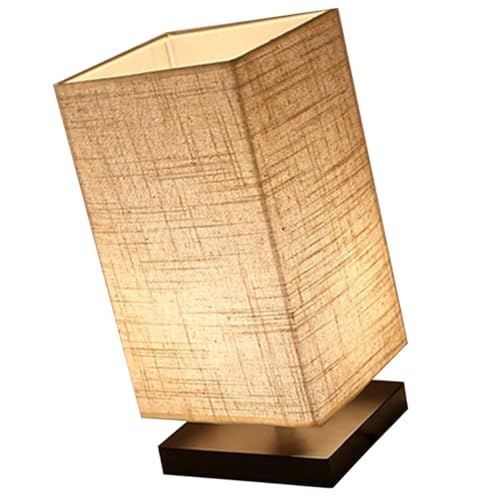 ORFOFE Lámpara de Mesa con Base y Pantalla Lino Lámpara de Noche para Dormitorio y Lectura Iluminación Decorativa para Mesita de Noche y Salón