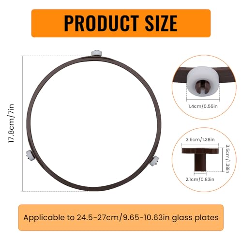17,8cm Drehtellerring Mikrowelle, Mikrowellen-Drehtellerring mit Rotierendem Kern Halterung für Glasplatten-Tablett Ersatz für Mikrowellen-Spinner für 24,5-27cm Große Glasplatten
