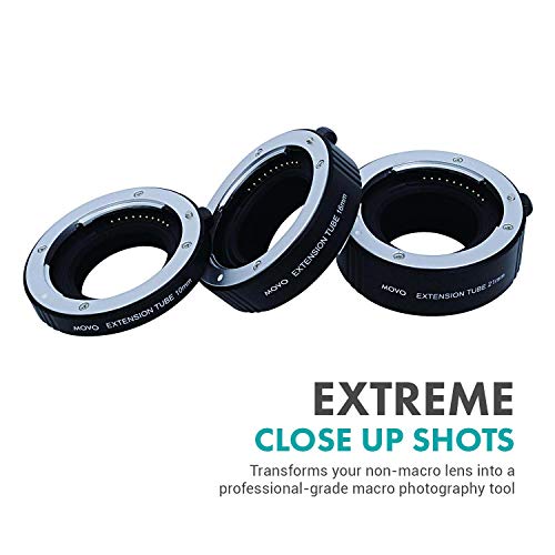Movo Af Macro Extension Tube Set For Sony E-Mount (Nex) With 10Mm, 16Mm, And 21Mm Extension Tubes #TOP4