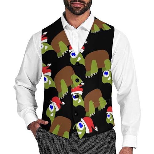 Santa Tortoise Men's Formal Suit Vest for Business Formal Or Casual Dress Waistcoat Wedding
