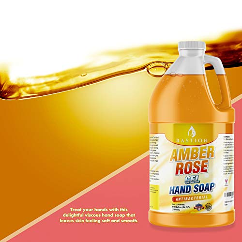 Bastion Antibacterial Hand Soap: Amber Rose Gel Hand Wash : Bulk Refill 1/2 Gallon (64 Oz). Sweet Warm Amber Rose Scent. Bulk Hand Wash. Non-Toxic. Made In The Usa. (1) #TOP2