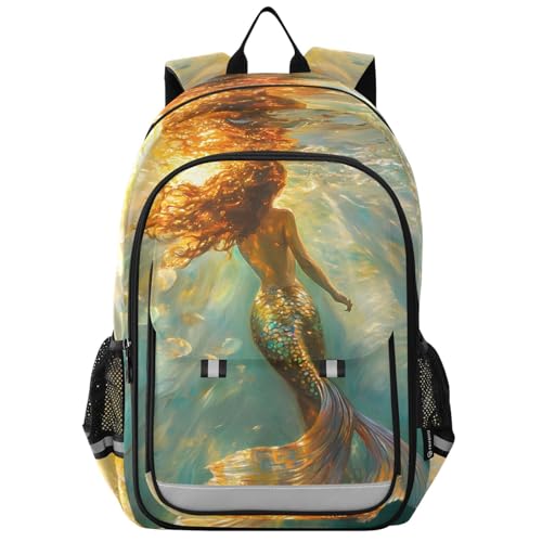 senya Underwater Mermaid Backpack Water-Resistant Bag Lightweight Bookbags with Reflective Strip