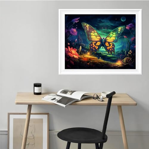 Image of Leczany Cross Stitch Stamped Kit for Adults - Fantasy Butterfly | DIY Embroidery Starter Patterns Craft Kit Needlepoint for Beginner | 11CT, 3 Strands | 17.7x12.6 inches