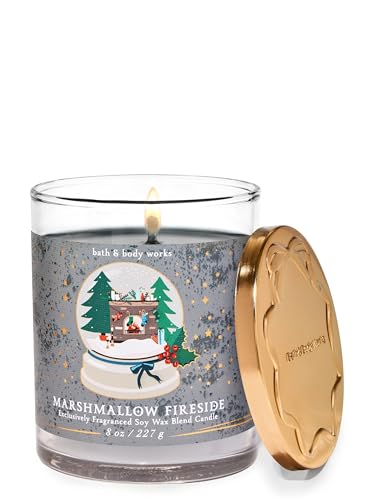 Bath aпd Body Winter and Christmas Scents, Single Wick Candle 8 Oz (Marshmallow Fireside)