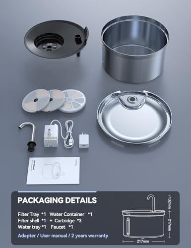 FEELNEEDY Katzenbrunnen Edelstahl 3,5L Trinkbrunnen für Katze Super Leise Katzentrinkbrunnen- Wasserbrunnen für Katzen-Katzen Springbrunnen, mit 3 Filters und USB Ladegerät (Brunnen-Edelstahl)