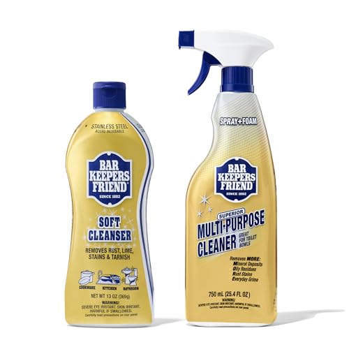 Bar Keepers Friend Soft Cleanser 13 oz + Spray & Foam Multipurpose MORE Spray Cleaner 25.4 oz, Multi...