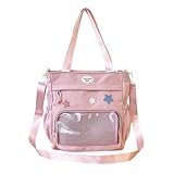 Cute Star Ita Bag,Y2k Tote Messenger Bag,Kawaii Pins Display Shoulder Aesthetic Crossbody Purse For Women (Pink)