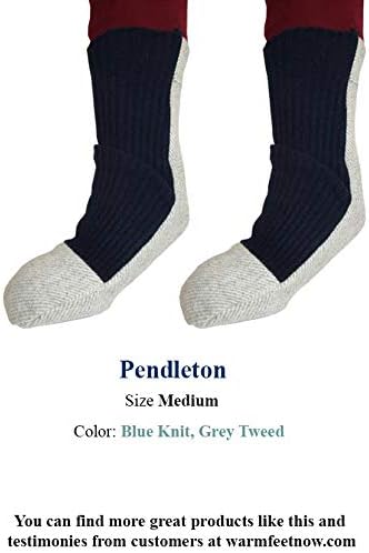 Pendleton Blanket Lambswool Lounging Bed Socks No Elastic RN Designed Diabetes Neuropathy (Tweed, Medium)