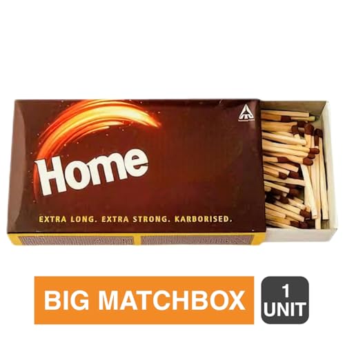 Image of GOSHAN HomeLights Big Match Box (Pack of 5 Matchboxes) Karborised 200-250 Large Match Sticks For Kitchen, Pooja & Craft | Extra Long, Extra Strong Matchsticks