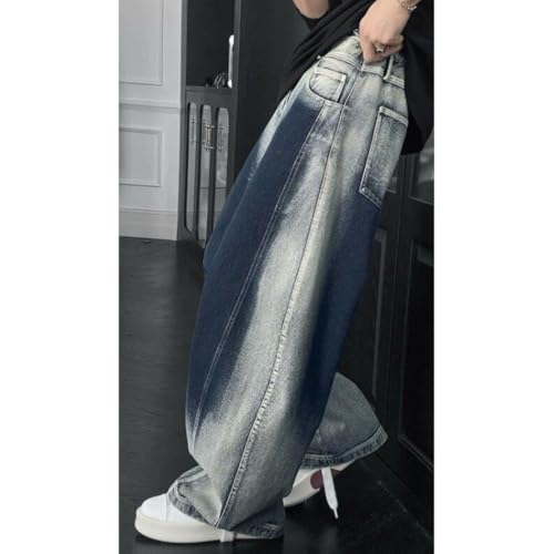 HZCX FASHION Mens Womens Streetwear Y2K Baggy Hip Hop Jeans Wide Leg Washed Denim Pants Skateboard Pants Blade Trousers4