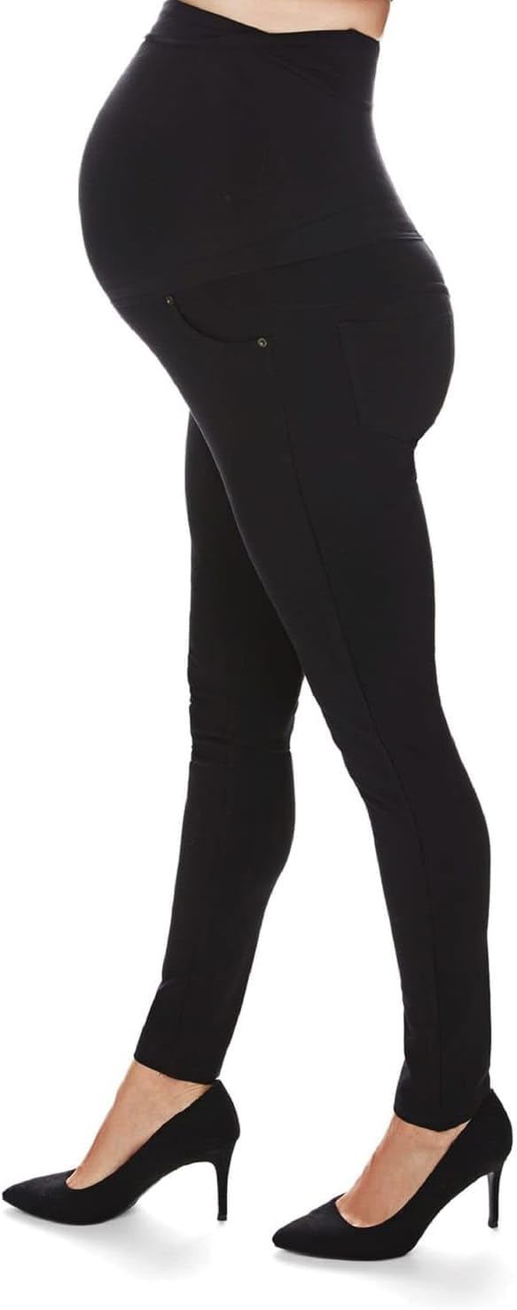 MeMoi Women's Maternity Rayon-Blend Ponte Comfort-Stretch Support Leggings