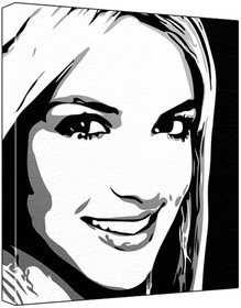 Britney Spears (100% Original Painting. Not A Print ) Acrylic Paint On Deep Framed Canvas (60 x 50 x 1.8 cm) 3-Colour Black/Grey/White-image-35