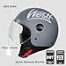 Westt 3/4 Helmet Motorcycle Open face Helmet Scooter Helmet with Clean Visor DOT Approved Vintage Moped Helmet for for Men Women