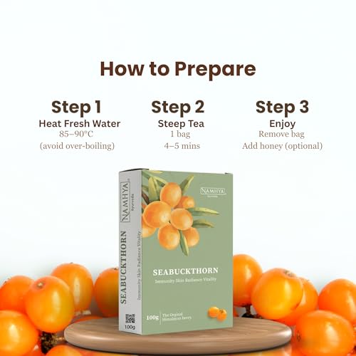 Image of Namhya Seabuckthorn Powder | Himalayan Superfood for Skin Glow, Immunity, Hair & Antioxidant Support | Sea Buckthorn Omega 7 Rich Berry for Energy, Collagen Support & Wellness | 100g