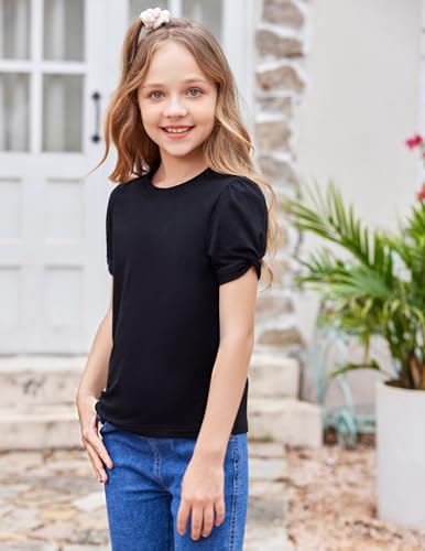 Image of Arshiner Girls T Shirts Twist Short Sleeve Summer Shirts Fashion Crewneck Tops Tee Blouse