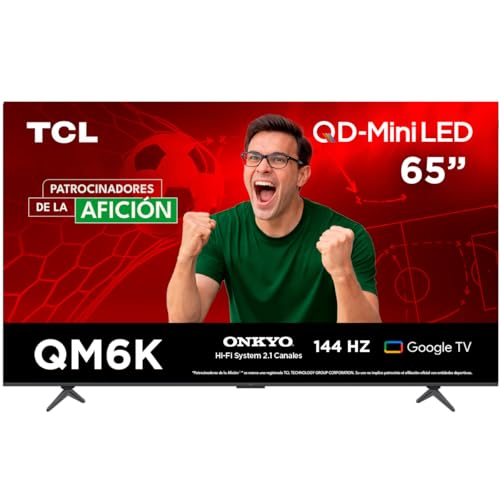 TCL Smart TV Pantalla 65' 65QM6K Google TV QLED - MiniLED 4K Google Assistant | Hands Free Voice Control | Alexa | VisionHDR10+| AiPQ™ | Micro...