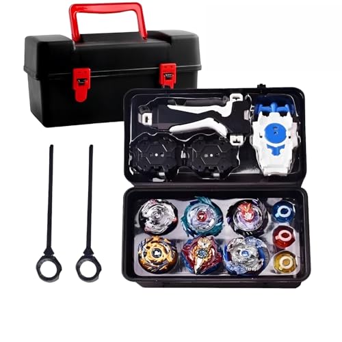 Burst Spinning Top Set with Storage Case 8 Battle Tops 2 Launchers & Ripcords Carry Box Toy Gift for KidsHZPWHY