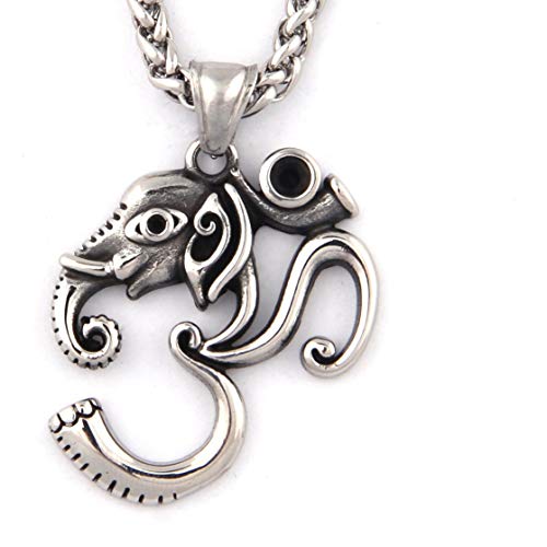 Ohm Ganesha Necklace Hindu Elephant God Of Fortune Stainless Steel Keel Chain Om Jewelry Gift Men Women