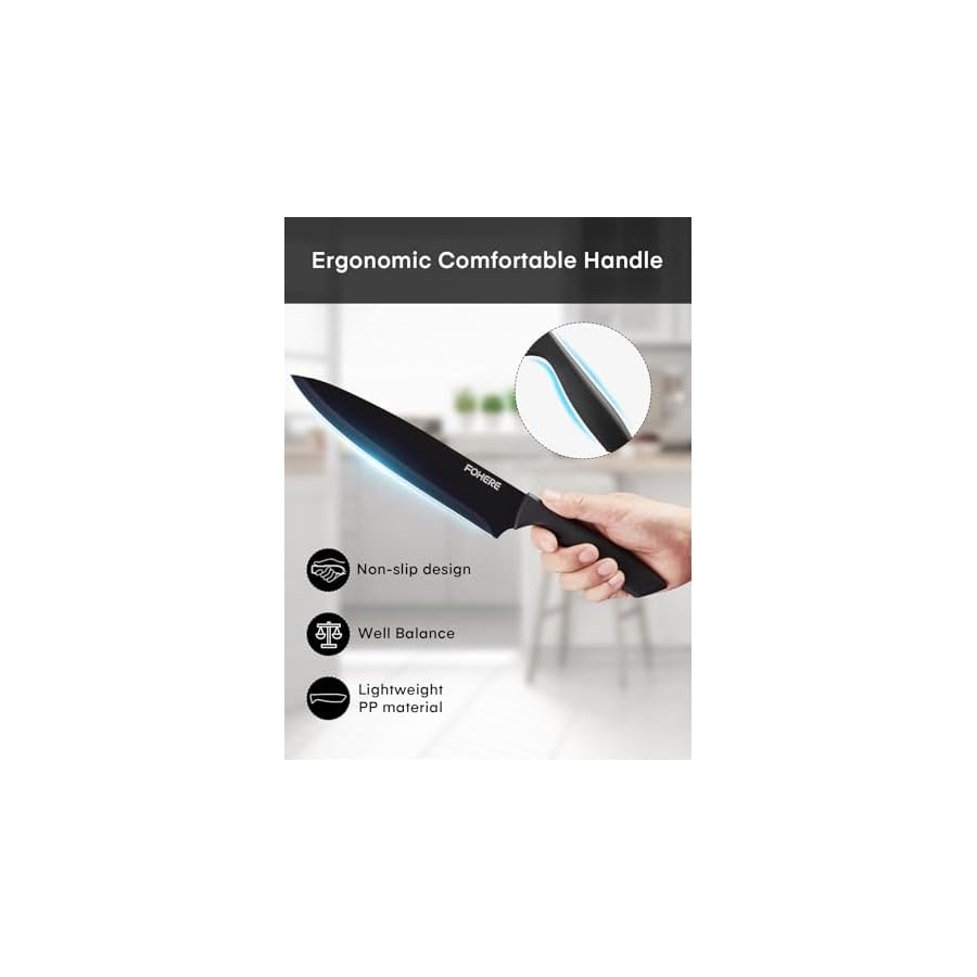 Knife-Block-Set-FOHERE-13-Pcs-Self-Sharpening-Knife-Set-High-Carbon-Stainless-Steel-BO-Oxidation-Knife-Set-with-Anti-slip-Handle-Dishwasher-Safe-Matte-Gray Knife Set, FOHERE 13 Pcs Self Sharpening Knife Set, High Carbon Stainless Steel BO Oxidation Kitchen Knife Set with Anti-slip Handle, Dishwasher Safe, Matte Gray