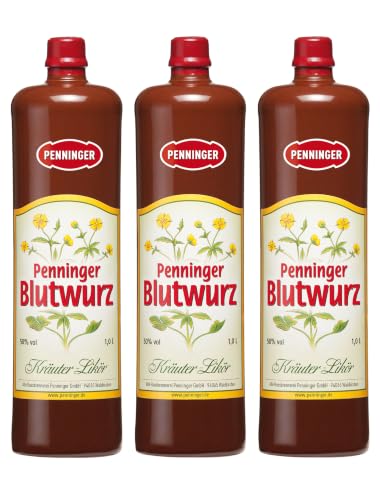 Penninger Blutwurz Bayerischer Kräuterlikör, 3er-Set, 3 x 1 Liter