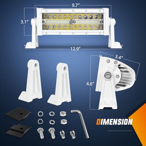 Image of Nilight Marine LED Light Bar Navigation Lights 9.5 Inch White Spot Flood Combo Ponton Boat Deck Dock Lighting for Night Fishing T-top Stern Yacht Port Sailboat Trucks Tractors
