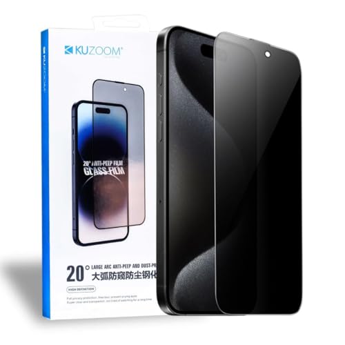 Image of KUZOOM Privacy Glass Screen Protector for iPhone 16 Pro - Anti-Glare & Scratch Resistant
