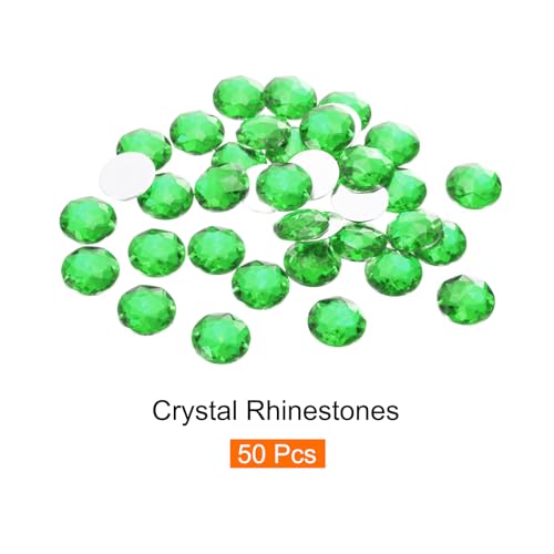 Image of MECCANIXITY Flat Back Round Acrylic Rhinestones,16mm Green Flatback Crystal Rhinestones for Crafts Clothes Shoes DIY Decoration Gifts 50Pcs