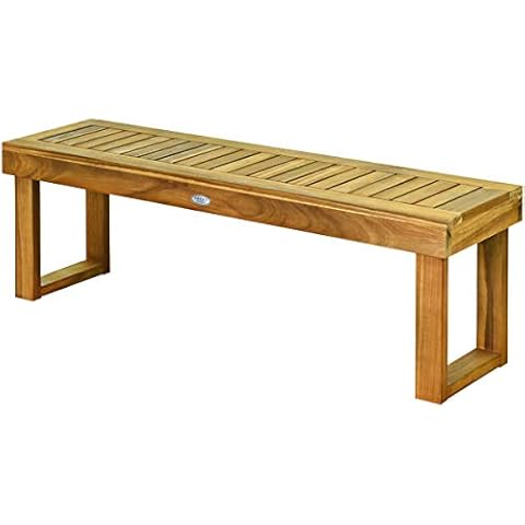 COSTWAY 3-Seater Acacia Wood Garden Bench Cover