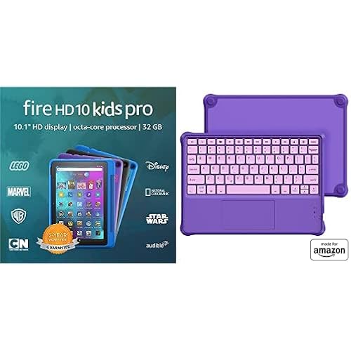 Fire HD 10 Kids Pro tablet, 10" HD 32GB (Doodle) + Kids Bluetooth Keyboard
