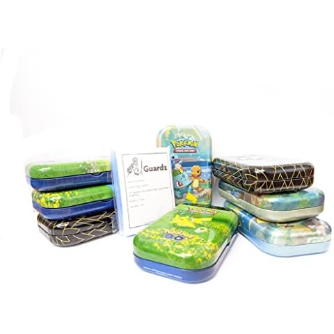 Guardz - 100 Clear Trading Card Sleeves with Empty Trading Card Storage Mini Tin for Pokemon [Picked at Random] Cover