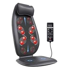 RENPHO Rückenmassagegerät, Massagesitzauflage S-Form Shiatsu-Massageauflage mit Vibration, Wärmefunktion, Tiefenknetrollen, Massagegerät für Schulter, Taille, Hüfte, Schmerzlinderung