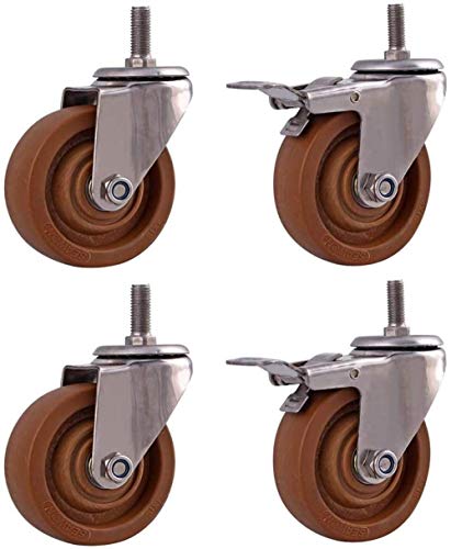 Roulettes de transport M12 de 125mm pivotantes avec freins industriels lot de 4