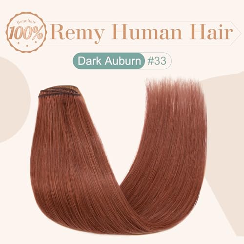 Image of Dark Auburn 14-24 inch Remy Human Hair for Women 8pcs 18 Clips Full Head Soft Straight Hair(16 inch=60g #33)