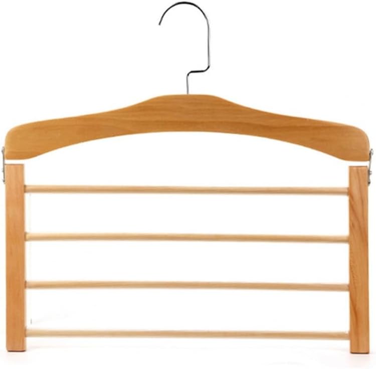 Hangers for Clothes Pants Closet Wooden Trouser Jeans Scarf Organizer Storage 4 Layer Multiple Hanger(E)