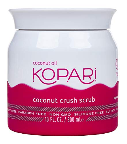 Kopari Coconut Crush Scrub - Brown Sugar Scrub to Exfoliate, Shrink the Appearance of Pores, Help Undo Dark & Age Spots + More With 100% Organic Coconut Oil, Non GMO, and Cruelty Free 10 Oz