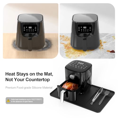 Image of Silicone Heat Resistant Mats for Countertop,24x16 Inch Air Fryer Mat with Kitchen Accessories Holder Pad for Microwave /Oven,Compatible with Ninja /Cosori /Chefman /Toshiba,Kitchen Countertop Protector
