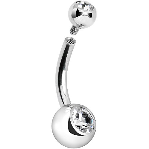 Body Candy Steel Clear Accent Internally Threaded Curved 14 Gauge 5/16