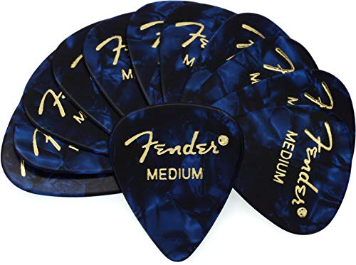 Fender 351 Lot de 12 médiators en celluloïd pour guitare Bleu Taille M - Les Beatles, Paul McCartney, John Lennon, RIngo Starr, George Harrison Fender 351 Lot de 12 médiators en celluloïd pour guitare Bleu Taille M