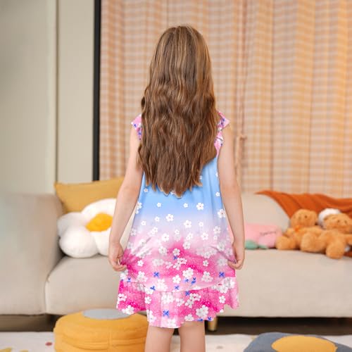LQSZ Girls Nightgown Night Dress Flutter Sleeve Sleepwear 3-10 Years Pajamas Nightgowns for Little Girls4
