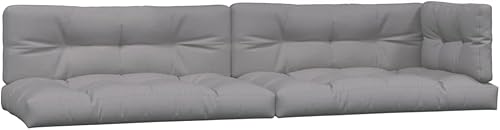 Miniatura 2 de Juego de 5 cojines grises para paletas de 31.5 x 47.2 x 3.9 pulgadas, resistente al agua, resistente a los rayos UV, poliéster suave al tacto para