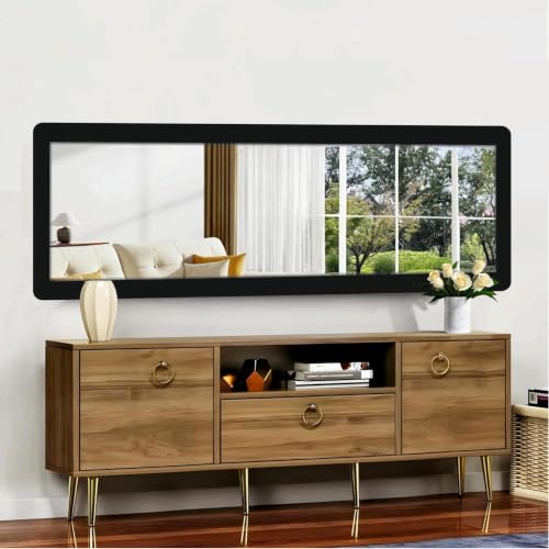 Image of Creative Arts n Frames 45X150 CM Full Length Dressing Chevel Long Strong Framed HD Mirror for Bedroom Living Room Home Office (Classic Black 18x60 inch Full Length Framed Rectangle HD Mirror)
