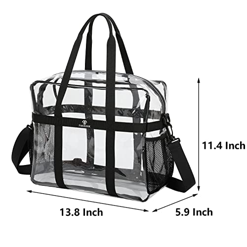 Farmark Clear Tote Bags Stadium Approved, Heavy Duty Travel Bags, Large Sports Shoulder Pack For Work,Competition,School (Black) #TOP1