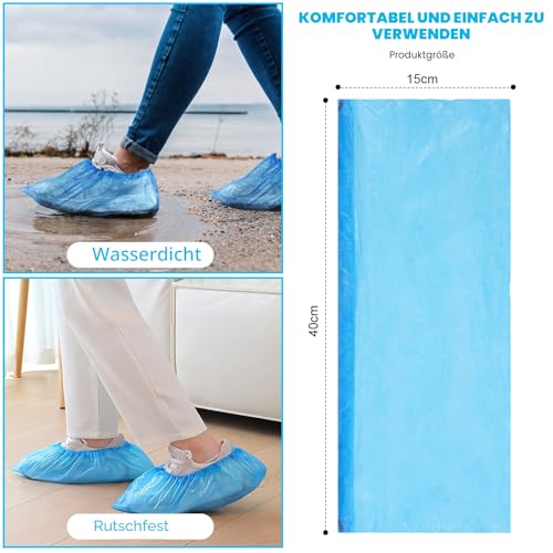 Flintronic Schuhüberzieher Einweg, Dicker CPE Material, Einweg Schuhüberzug, 100 Stück (50 Paar), Rutschfest und Wasserdicht, um Schuhe/Fußböden/Teppiche Sauber und Ordentlich zu Halten