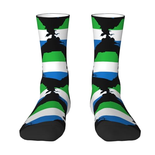 Flag Map of Sierra Leone Socks For Men Women Outdoor Sports Running Hiking Wicking Crew Socks2