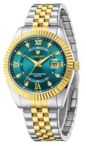 Image of Longbo Trident 83831 Analog Watch with Studded Dial Accents, Stainless Steel Bracelet, Luminous Hands & Date Display | Men | Office, Business, Formal & Gifting
